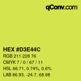 Color code: HEX #D3E44C | qconv.com