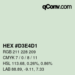 Color code: HEX #D3E4D1 | qconv.com