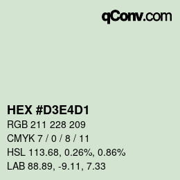 カラーコード: HEX #D3E4D1 | qconv.com