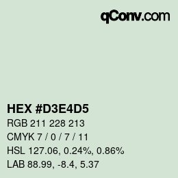 Color code: HEX #D3E4D5 | qconv.com