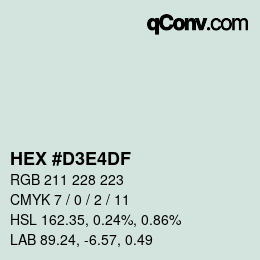 Color code: HEX #D3E4DF | qconv.com