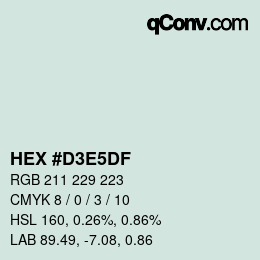Color code: HEX #D3E5DF | qconv.com