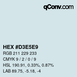 Código de color: HEX #D3E5E9 | qconv.com