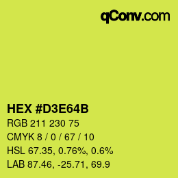 Color code: HEX #D3E64B | qconv.com