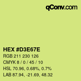 Color code: HEX #D3E67E | qconv.com