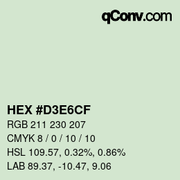 Color code: HEX #D3E6CF | qconv.com