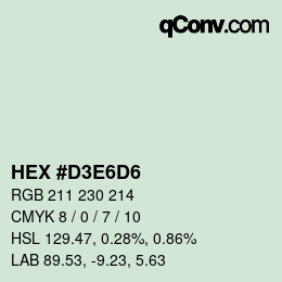 Color code: HEX #D3E6D6 | qconv.com