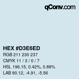 カラーコード: HEX #D3E6ED | qconv.com