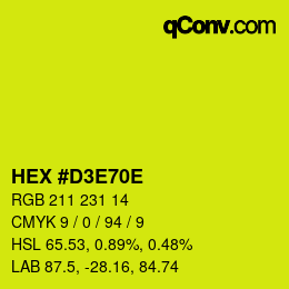Color code: HEX #D3E70E | qconv.com