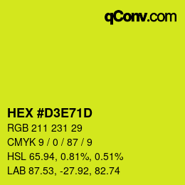 Color code: HEX #D3E71D | qconv.com