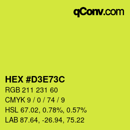 Color code: HEX #D3E73C | qconv.com