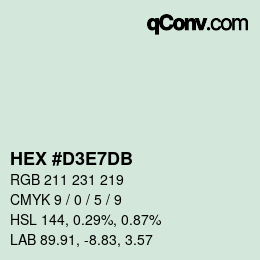 Color code: HEX #D3E7DB | qconv.com