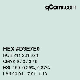 Color code: HEX #D3E7E0 | qconv.com