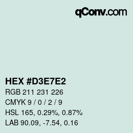カラーコード: HEX #D3E7E2 | qconv.com