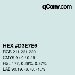 カラーコード: HEX #D3E7E6 | qconv.com