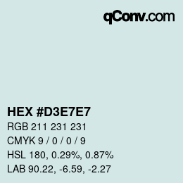 Farbcode: HEX #D3E7E7 | qconv.com