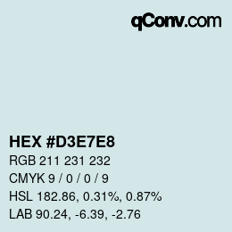 Color code: HEX #D3E7E8 | qconv.com