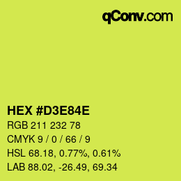 Color code: HEX #D3E84E | qconv.com