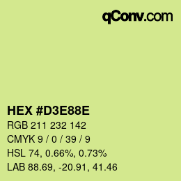 Color code: HEX #D3E88E | qconv.com