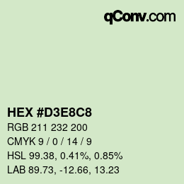カラーコード: HEX #D3E8C8 | qconv.com