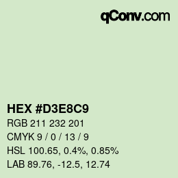 カラーコード: HEX #D3E8C9 | qconv.com