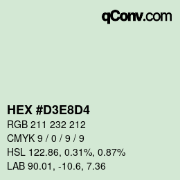 Color code: HEX #D3E8D4 | qconv.com