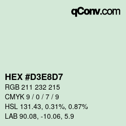 Color code: HEX #D3E8D7 | qconv.com