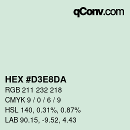 Color code: HEX #D3E8DA | qconv.com