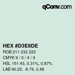 Color code: HEX #D3E8DE | qconv.com