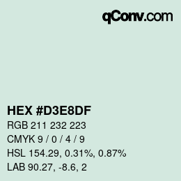 Color code: HEX #D3E8DF | qconv.com