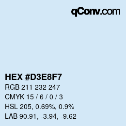 Farbcode: HEX #D3E8F7 | qconv.com