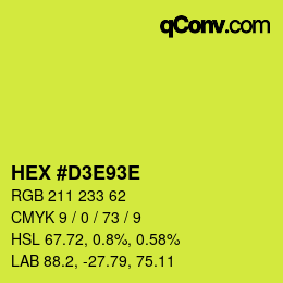 Color code: HEX #D3E93E | qconv.com