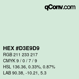Color code: HEX #D3E9D9 | qconv.com
