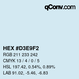 Color code: HEX #D3E9F2 | qconv.com