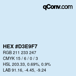 Farbcode: HEX #D3E9F7 | qconv.com