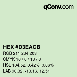 Color code: HEX #D3EACB | qconv.com