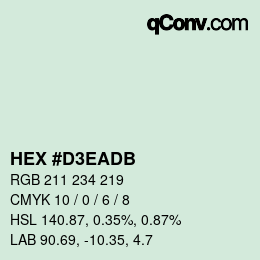 Color code: HEX #D3EADB | qconv.com