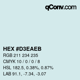 Color code: HEX #D3EAEB | qconv.com