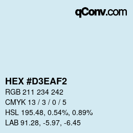 Color code: HEX #D3EAF2 | qconv.com