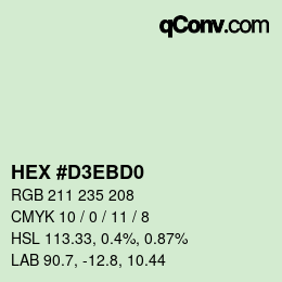Farbcode: HEX #D3EBD0 | qconv.com