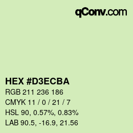 カラーコード: HEX #D3ECBA | qconv.com