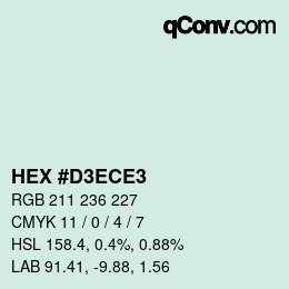 Color code: HEX #D3ECE3 | qconv.com