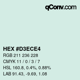 Color code: HEX #D3ECE4 | qconv.com