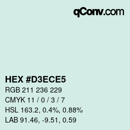 Color code: HEX #D3ECE5 | qconv.com