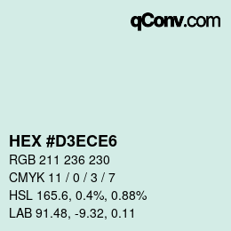 カラーコード: HEX #D3ECE6 | qconv.com