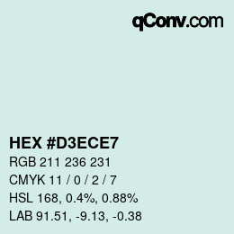 Color code: HEX #D3ECE7 | qconv.com