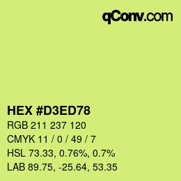 颜色代码: HEX #D3ED78 | qconv.com