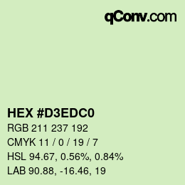 Color code: HEX #D3EDC0 | qconv.com