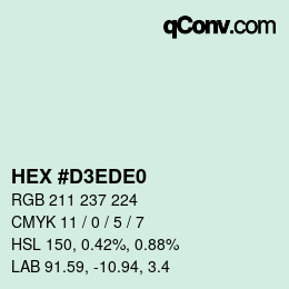 カラーコード: HEX #D3EDE0 | qconv.com