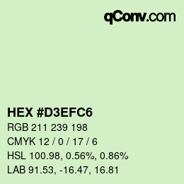 カラーコード: HEX #D3EFC6 | qconv.com